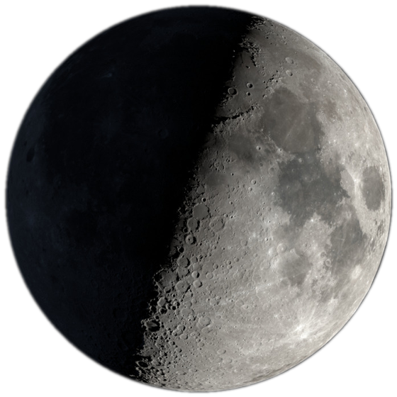 The moon, half in light, photographed